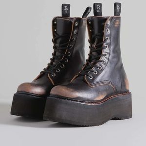 R13 Double Stacked up Laced Boots